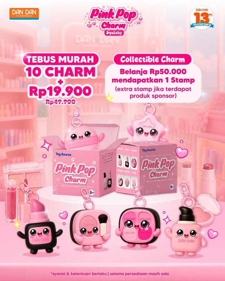 Yuk koleksi 6 PINK POP CHARM Dan Dan Ada 6 karakter super gemesin yang siap nemenin belanja kamu di Dan Dan Hydr...