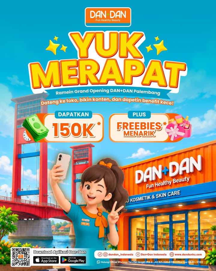YUK MERAPAT, WARGA PALEMBANG Grand Opening Dan Dan Palembang makin dekat Saatnya ramaikan toko, bikin konten se...