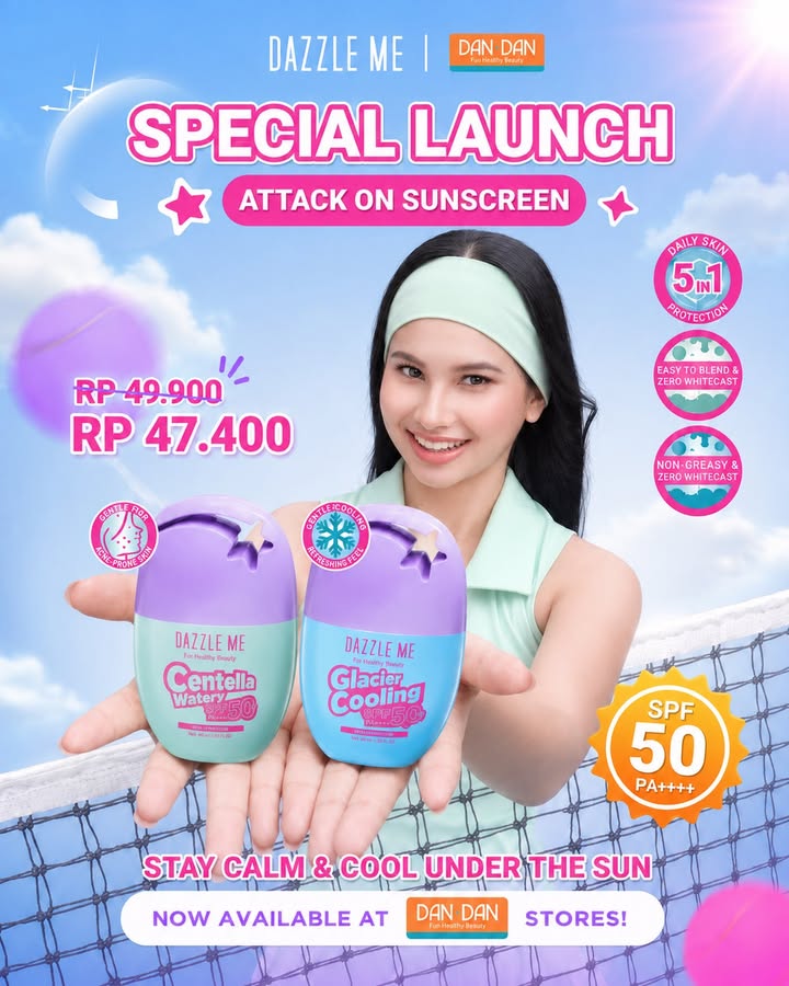 SPECIAL LAUNCH ALERT Tetap calm, cool, dan terlindungi di bawah sinar matahari bareng Dazzle Me Attack On Sunscreen ...