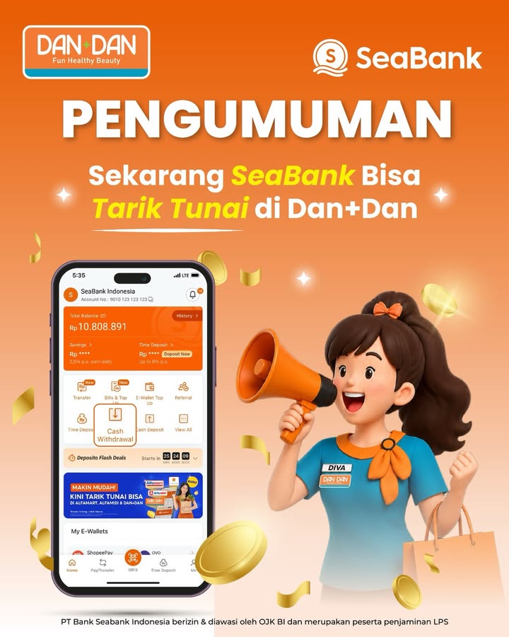 Kabar baru buat pengguna SeaBank Sekarang tarik tunai dari akun SeaBank jadi lebih praktis karena sudah bisa dilakukan lan...