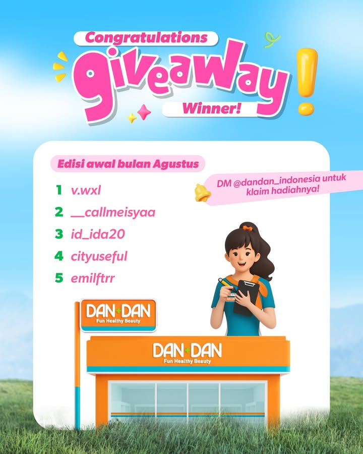 CONGRATULATIONS pemenang Giveaway Dan Dan Jangan lupa download aplikasi Dan Dan, dan daftar jadi member unt...