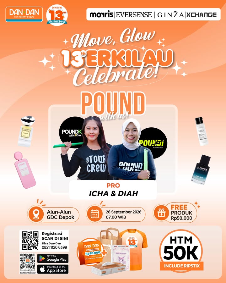Warga Depok, yuk bareng bareng rayain 13 tahun Anniversary Dan Dan dalam acara Pound penuh energi Sabtu, 26 Sept...