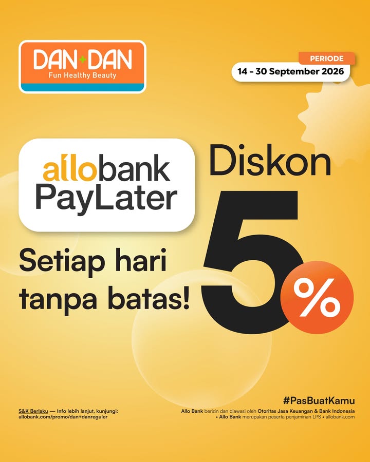 Tampil Cantik, Belanja Makin Hemat Sekarang, bayar pakai Allo Bank Paylater bisa dapat diskon 5 setiap hari tanpa bat...