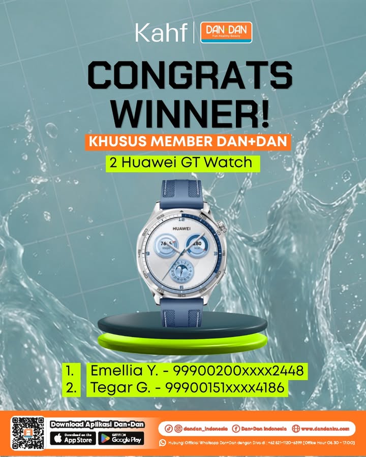 CONGRATULATIONS Terima kasih untuk semua yang sudah ikutan campaign Kahf x Dan Dan Buat kalian yang namanya tertera ...