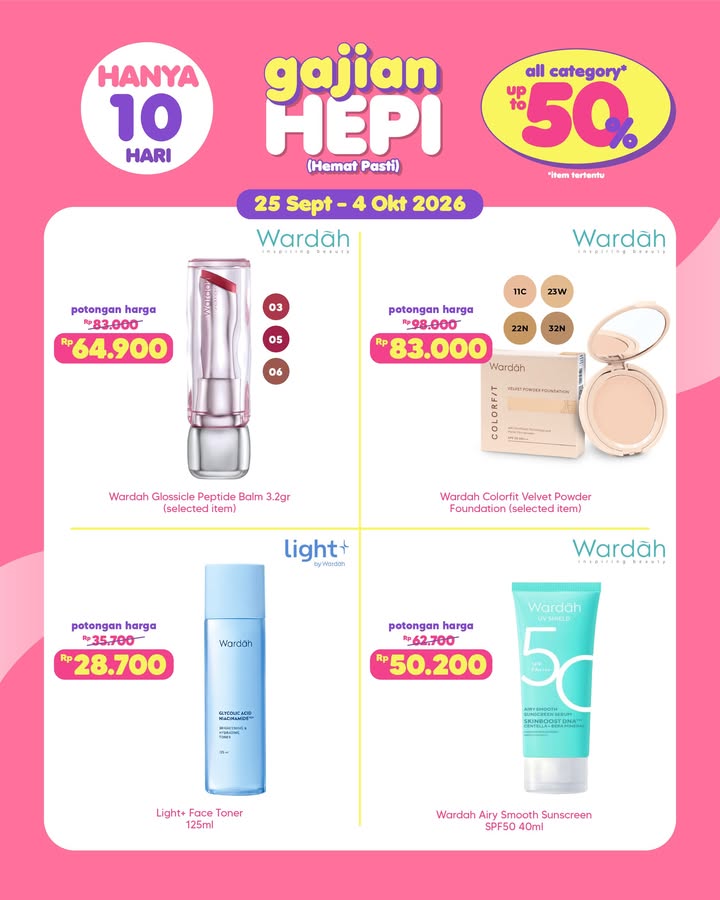 GAJIAN UDAH TURUN HARI INI Waktunya belanja makin HEPI Nikmati Promo Gajian Hepi Dan Dan dengan diskon sampai 50 un...