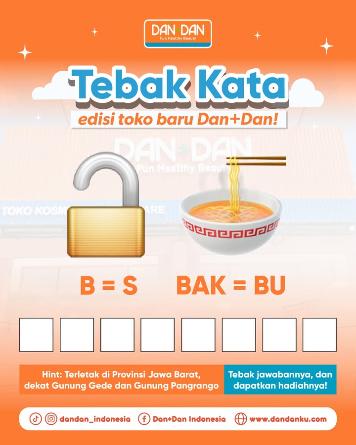 Tebak katanya, dapetin hadiahnyaaa Komen jawabanmu, tag 3 teman dan sebutkan domisili di akhir komen yaaa AyokeDanDan ...