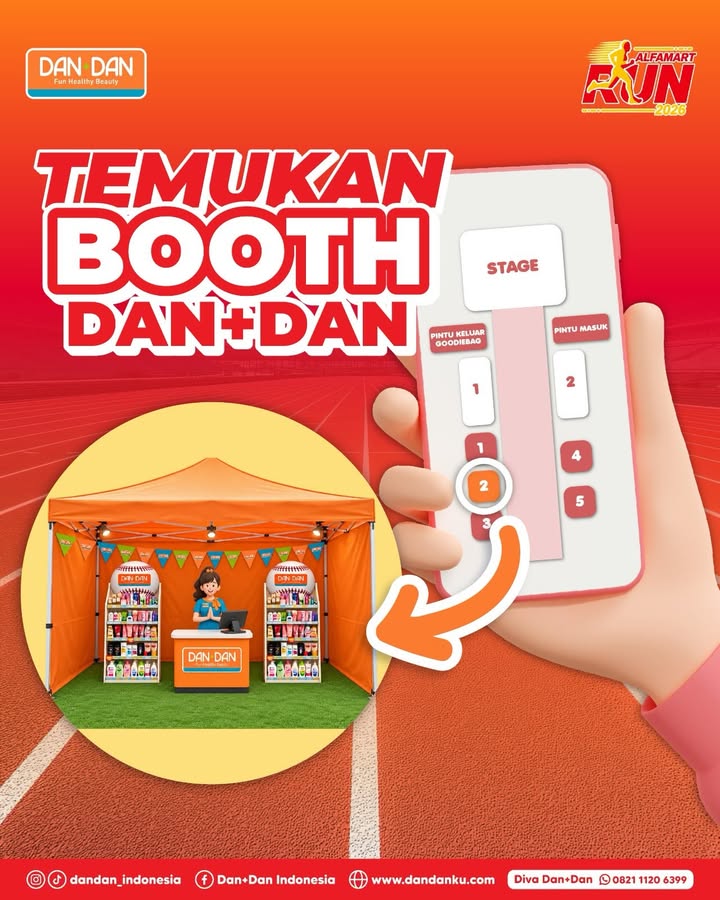 Lari dulu, mampir ke Dan Dan kemudian Jangan lupa kunjungi booth Dan Dan di Alfamart Run 2026 Ada banya...