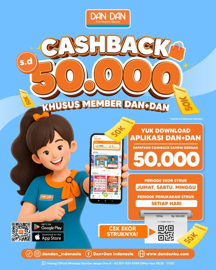 Dapetin voucher CASHBACK sampai 50ribu di Dan Dan terdekat tiap Jumat Sabtu Minggu dan kamu bisa claim vouchernya dari Senin...