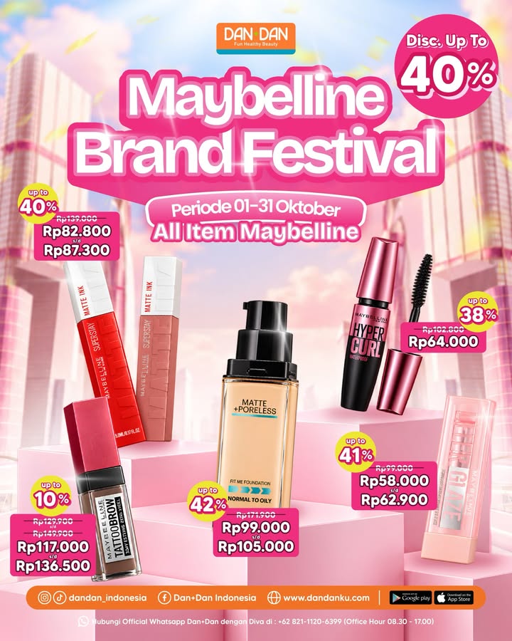  MAYBELLINE BRAND FESTIVAL IS HERE Saatnya upgrade makeup kamu dengan produk produk Maybelline favorit dengan har...