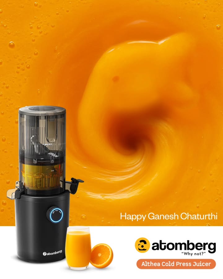Celebrate with freshness that even Bappa approves. atomberg ganeshchaturthi coldpressjuicer althea
