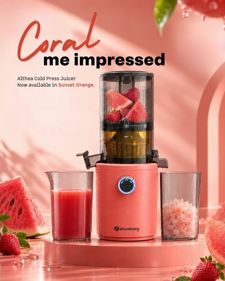 We cant be the only ones crushing on this look. Our Cold Press Juicer, now in Sunset Orange. atomberg sunsetorange