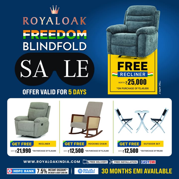 Royaloak Independence Day Freedom Sale Celebrate the freedom to style your home with up to 70 OFF on premium international...
