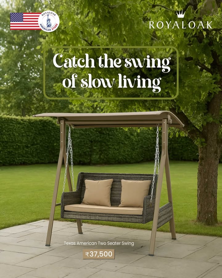 Chill vibes, cozy swings Upgrade your space with the Royaloak Texas American 2 Seater Swing rustic, comfy tota...