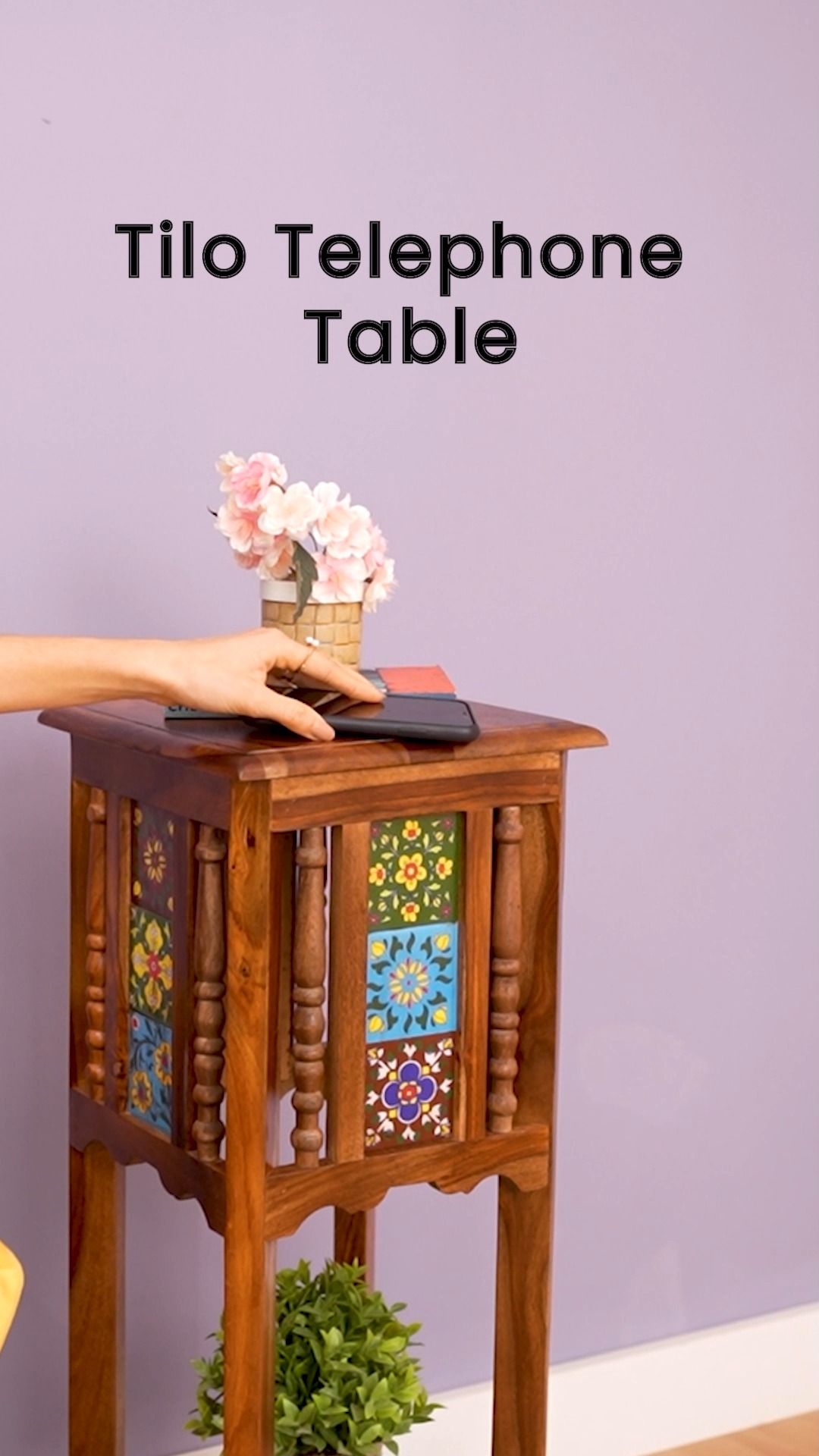 Elevate your space The Royaloak Tilo Telephone Table blends vintage charm with modern vibes