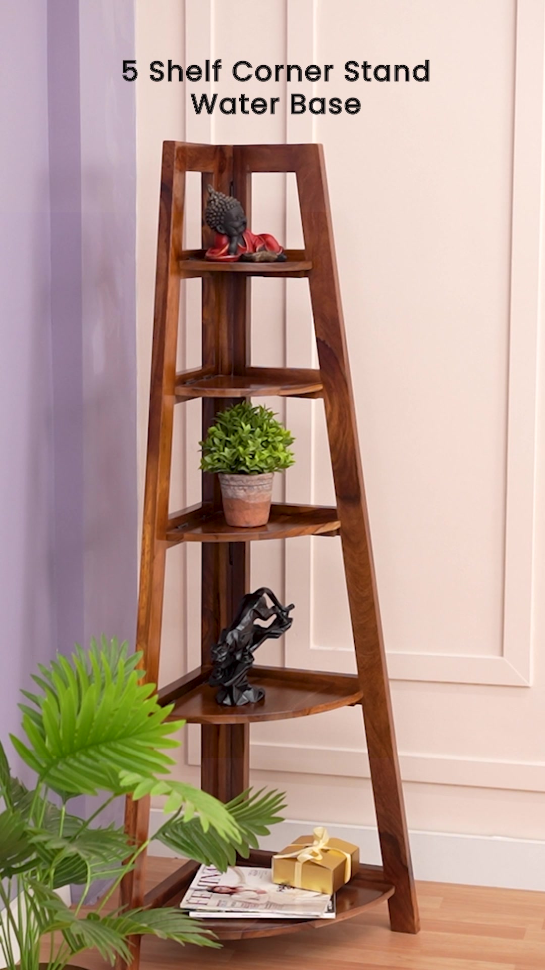  Max your corner vibes with the Royaloak 5 Shelf Stand Sheesham wood, sleek design, perfect for books, plants all yo...