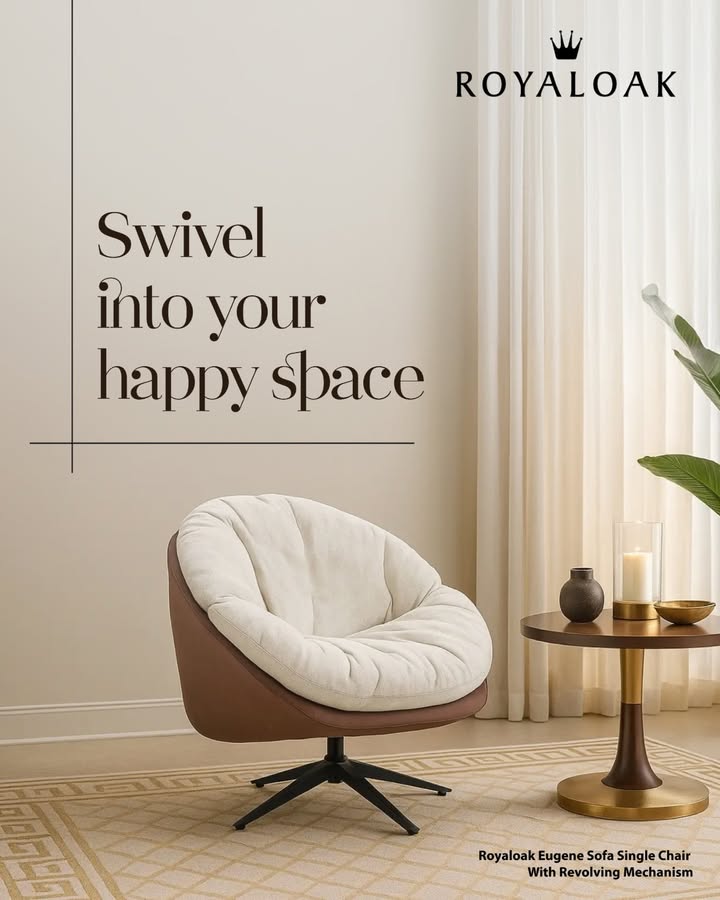 Chill in style with the Royaloak Eugene Sofa Chair 360 swivel, dual tone leatherette extra thick padding ultimate comfort vibes Comment down for Product Link Royaloak Furniture, Sofa chair, Single sofa chair,360 swivel chair...  Chill in style with the Royaloak Eugene Sofa Chair 360 swivel, dual tone leatherette extra thick padding ultimat...