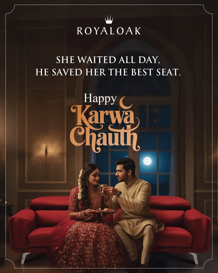 Wishing you love, light togetherness this Karwa Chauth From all of us at Royaloak Furniture, may your home be as beautiful as your bond Royaloak Furniture, Home Decor, Furniture, Karwa Chauth, Karwa Chauth 2025, Karwa Chauth wishes, K...  Wishing you love, light togetherness this Karwa Chauth From all of us at Royaloak Furniture, may your home be as ...