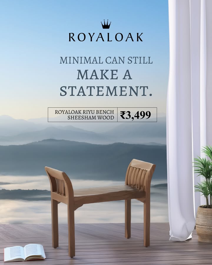  Sit in style with the Royaloak Riyu Bench Crafted from premium Sheesham wood with a sleek water based finish durabl...
