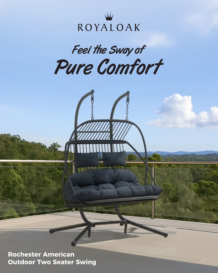  Swing into serenity with the Royaloak Rochester American Outdoor Swing Relax in style with weather resistant rope w...