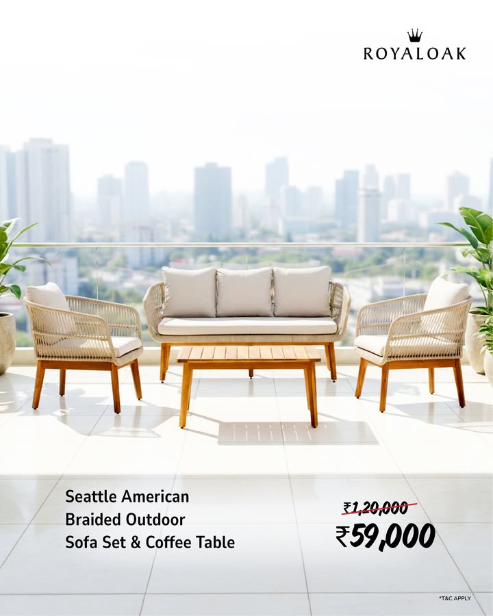 Chill outdoors, American style Upgrade your patio with the Royaloak Seattle American Braided Rope Outdoor Sofa ...