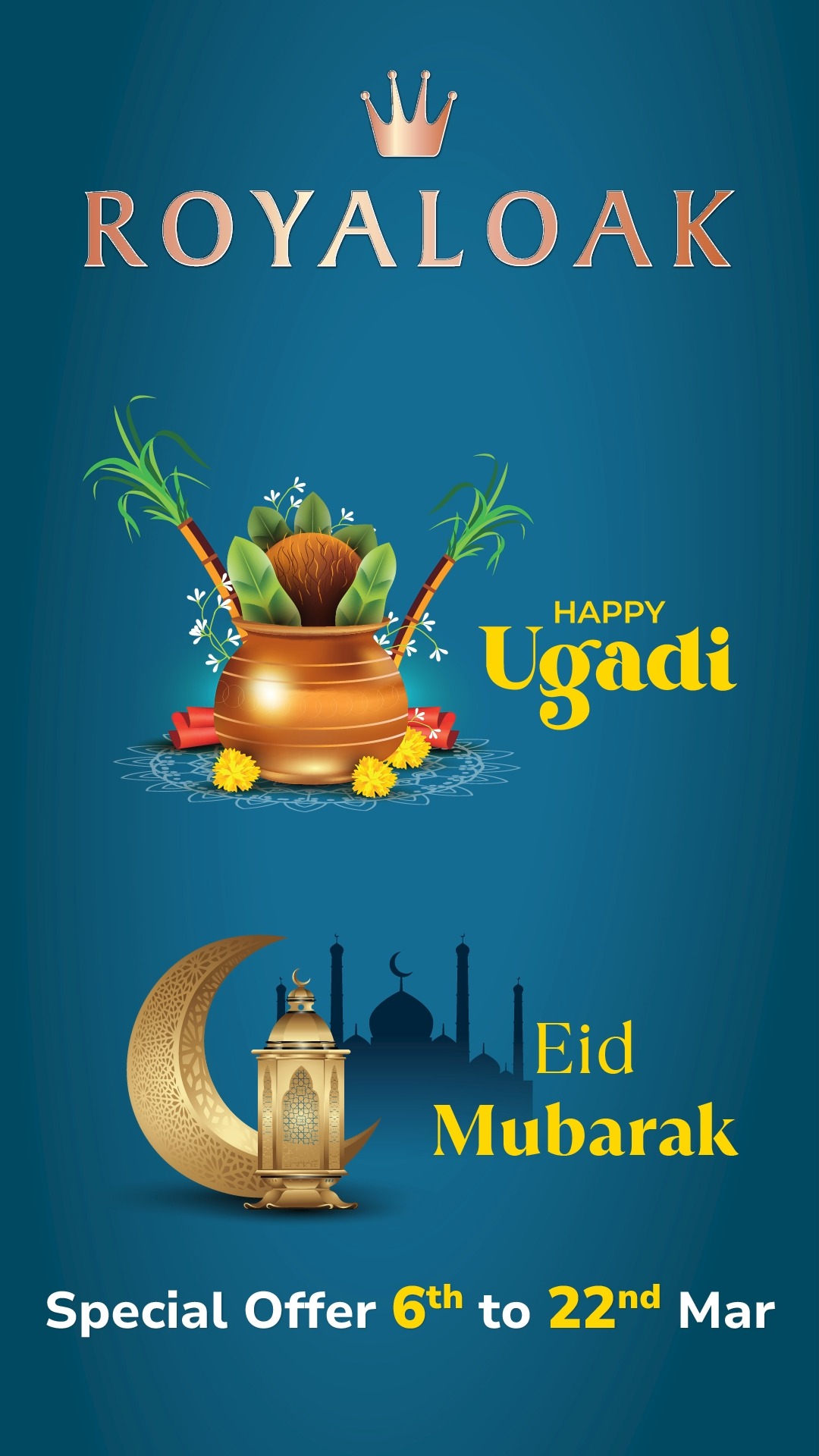 Festive shopping just got better This Ugadi Eid, shop at Royaloak Furniture Blindfold Sale and take home FREE gifts...