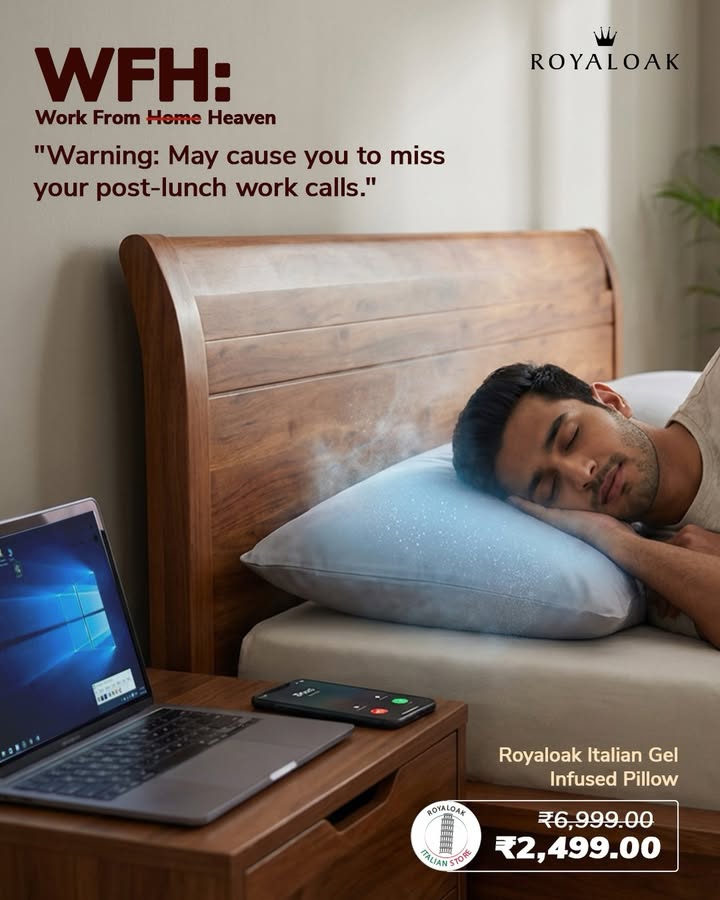 WFH just got cooler than ever Royaloak Italian Gel Infused Pillow, designed to keep you cool through long, lazy afternoons...