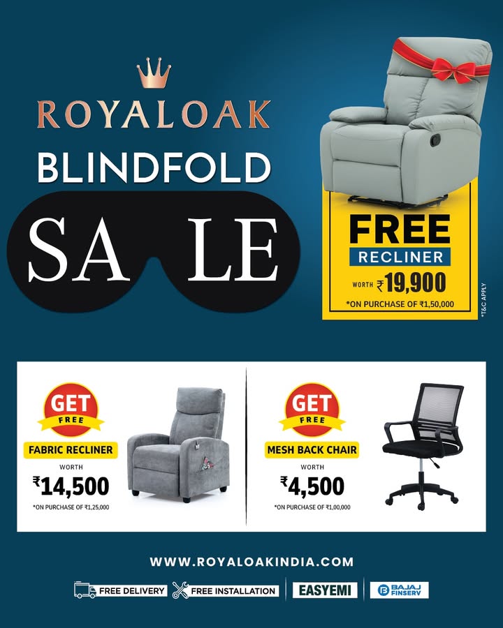 Royaloak Blindfold Sale is Here Get ready to transform your home with premium furniture at incredible prices ...