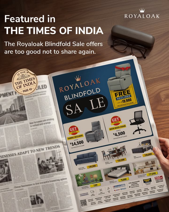Did you spot us on Page 43 of The Times of India In case you missed it, heres the Royaloak Blindfold Sale making headline...