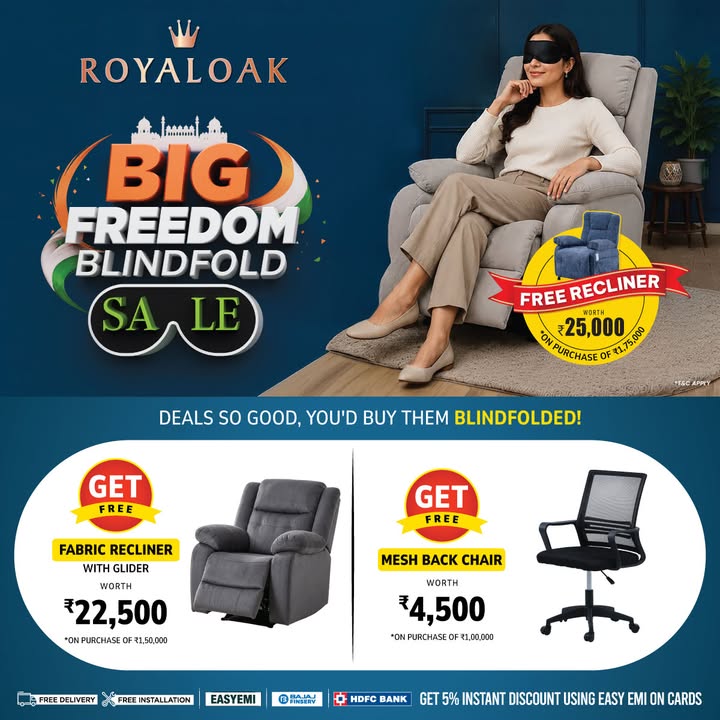 BIG FREEDOM BLINDFOLD SALE is here Deals so good, youd buy them BLINDFOLDED Get a FREE Recliner worth ...