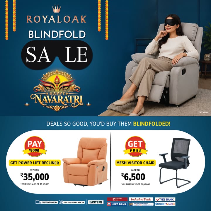 Celebrate Navratri with the Royaloak Blindfold Sale Deals this good You might as well shop BLINDFOLDED P...