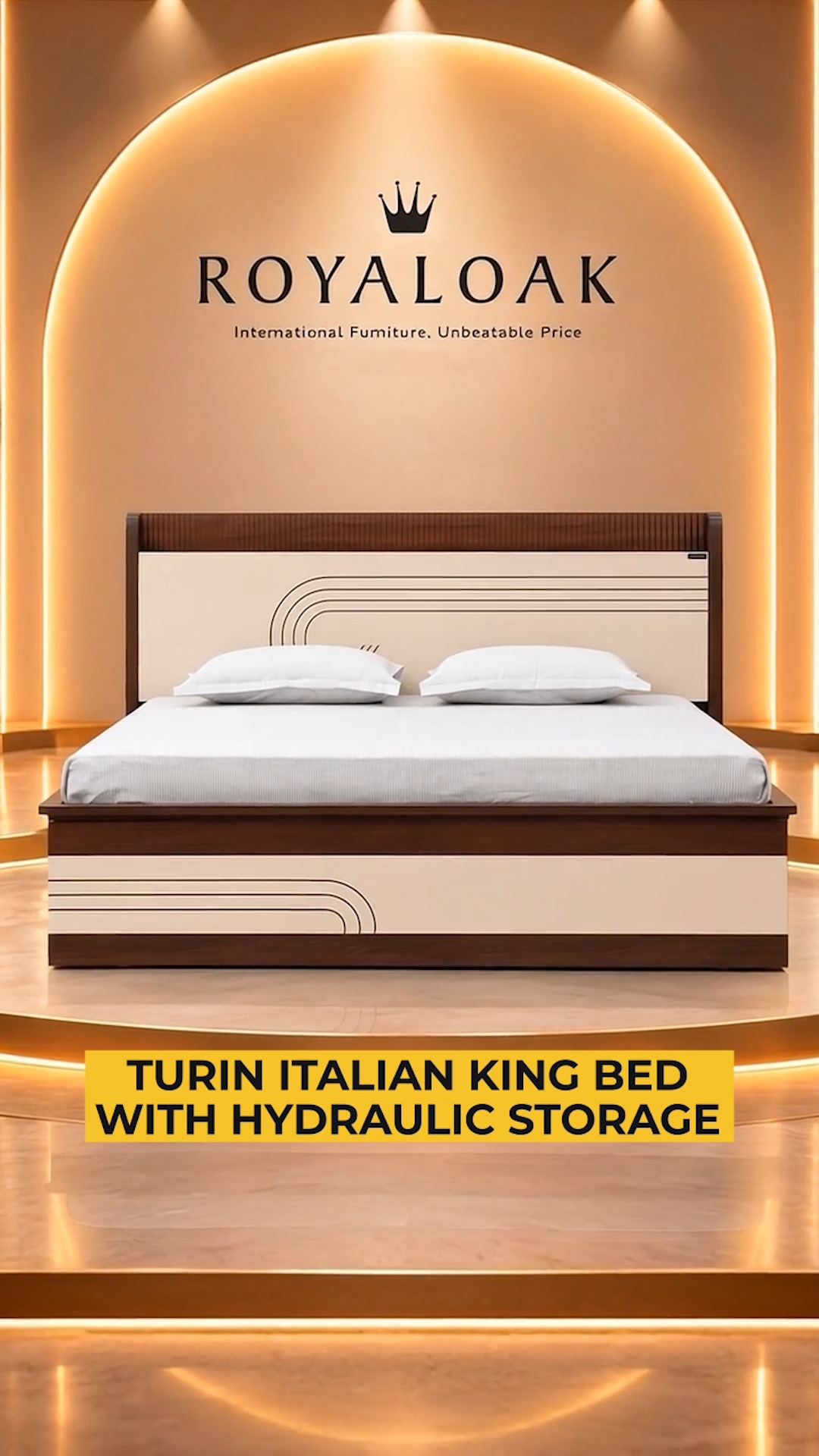 Meet the Royaloak Turin Italian King Bed with Hydraulic Storage Bring Italian elegance to your bedroom with a sophisti...