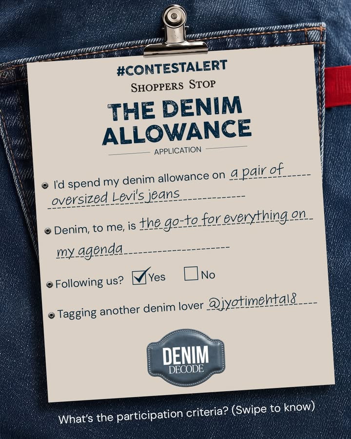  ContestAlert What would you do with a denim allowance Tell us and be creative How to participate 1 Tell us what...