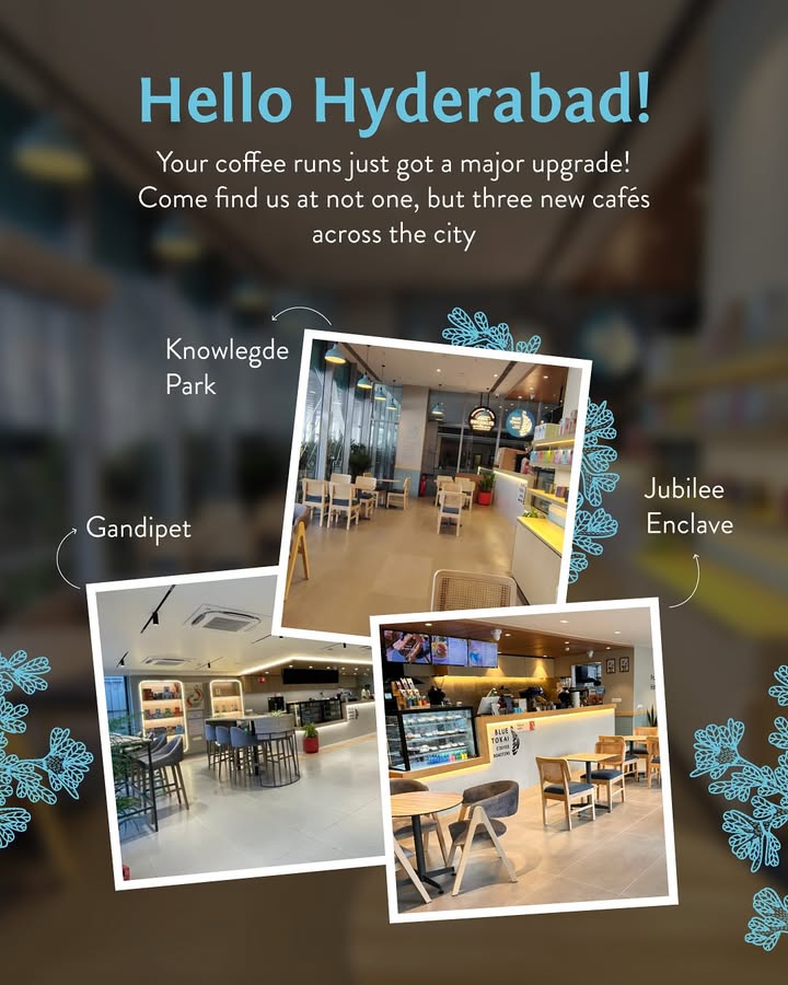 Hyderabad, weve arrived Were thrilled to share that three new Blue Tokai cafes are now open across the city Com...