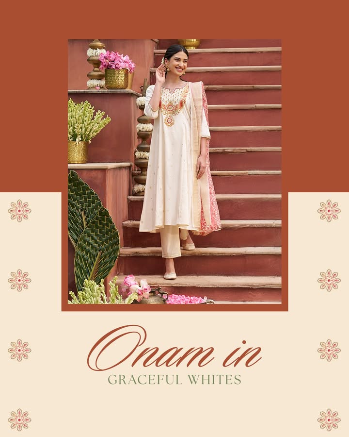 Onam whites with a pink pause