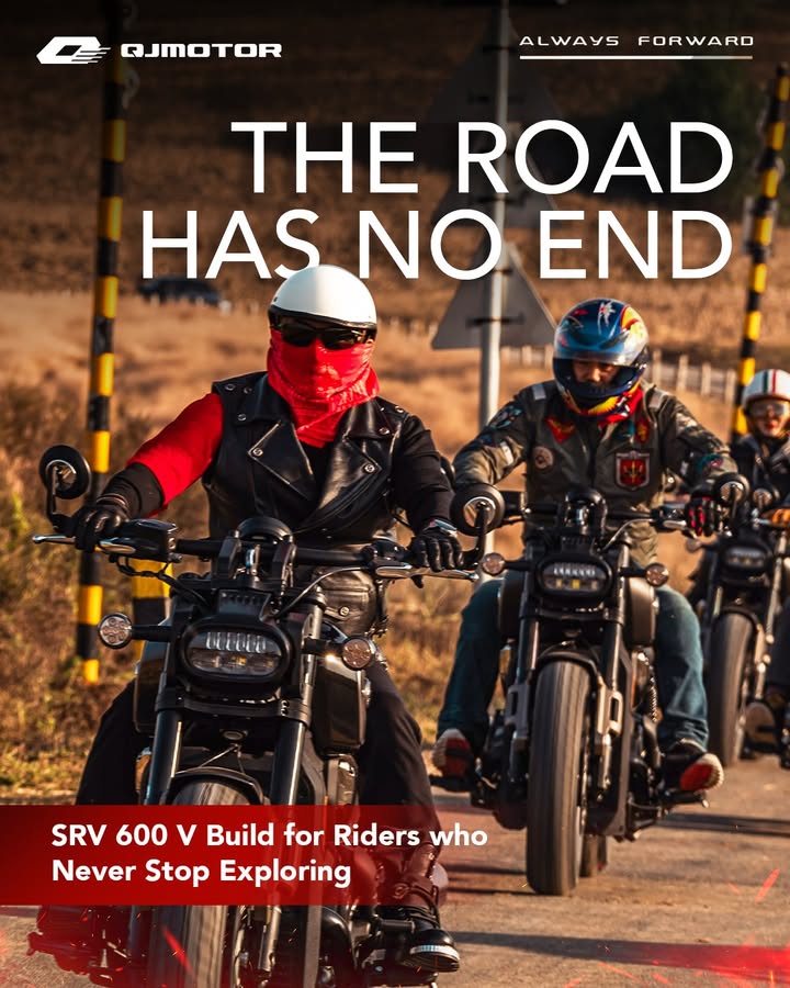 THE ROAD HAS NO END. Built for riders who never stop exploring, the QJMOTOR SRV 600 V is ready to push your horizons