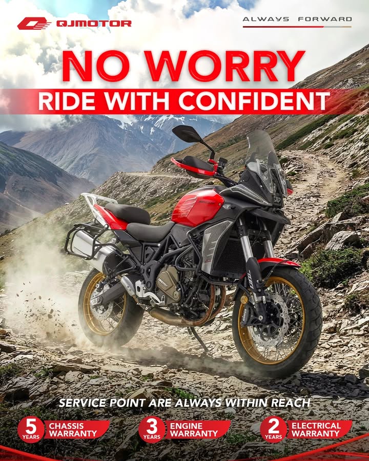 NO WORRY. RIDE WITH CONFIDENCE. Layanan QJMOTOR selalu siap mendukung ke mana pun perjalanan membawa Anda