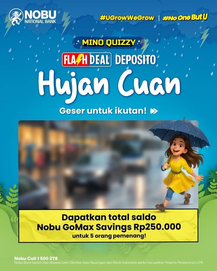  GIVEAWAY Yuk, ikutan Mino Quizzy Flash Deal Hujan Cuan buat dapatin untung berlipat Bantu Mino cari dan jawab be...