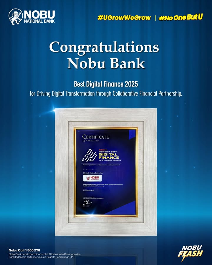  Nobu Bank terima penghargaan di acara Warta Ekonomi Digital Finance Award 2025 Melalui penghargaan ini Nobu Ban...