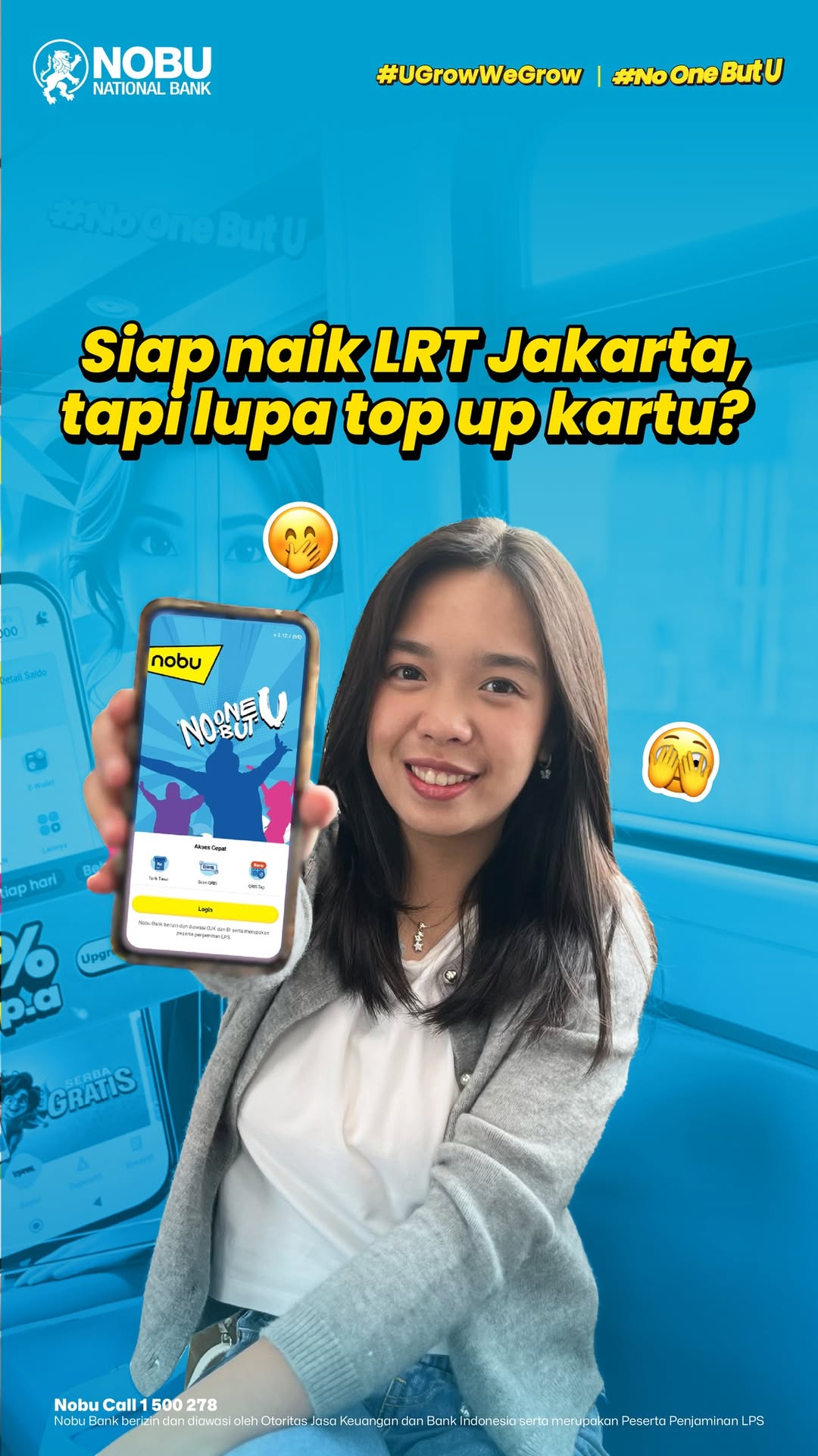 Udah di stasiun LRT Jakarta, tinggal naik, tapi lupa top up kartu Tenang Kan, sekarang bisa pakai QRIS Tap di nobu G...
