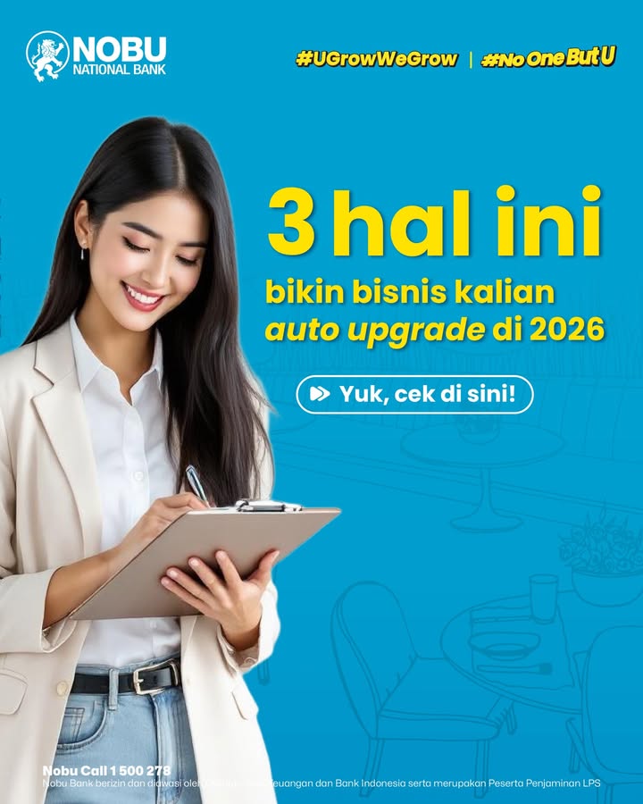 Mau bisnis kamu makin upgrade di 2026 Cek 3 tips utamanya di atas dan jangan lupa manfaatin QRIS Nobu buat sistem pembayar...