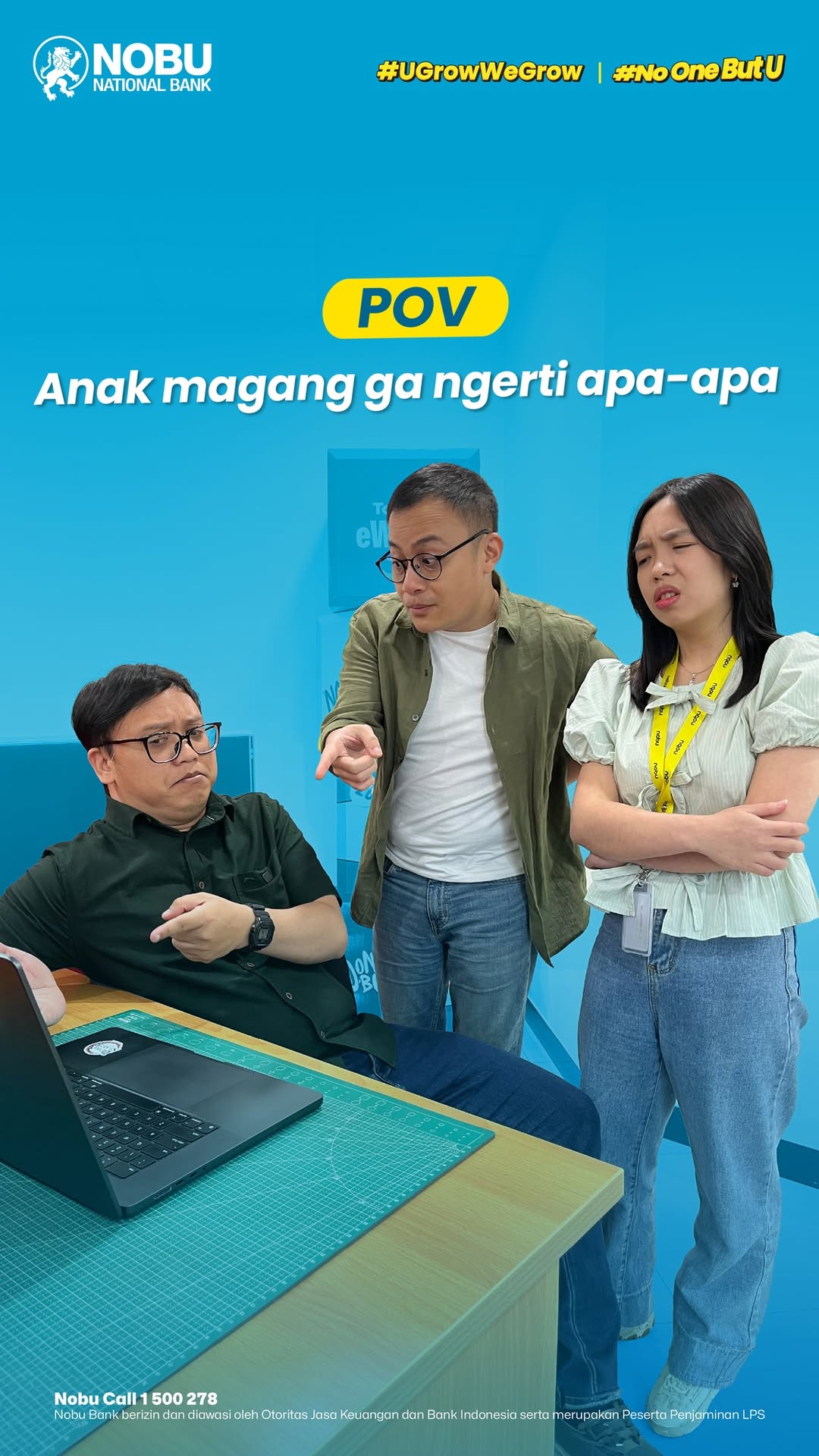 Anak intern Ini aku yang aneh, apa emang cara ngomongnya begitu NoOneButU UGrowWeGrow Intern Nobu Bank berizi...