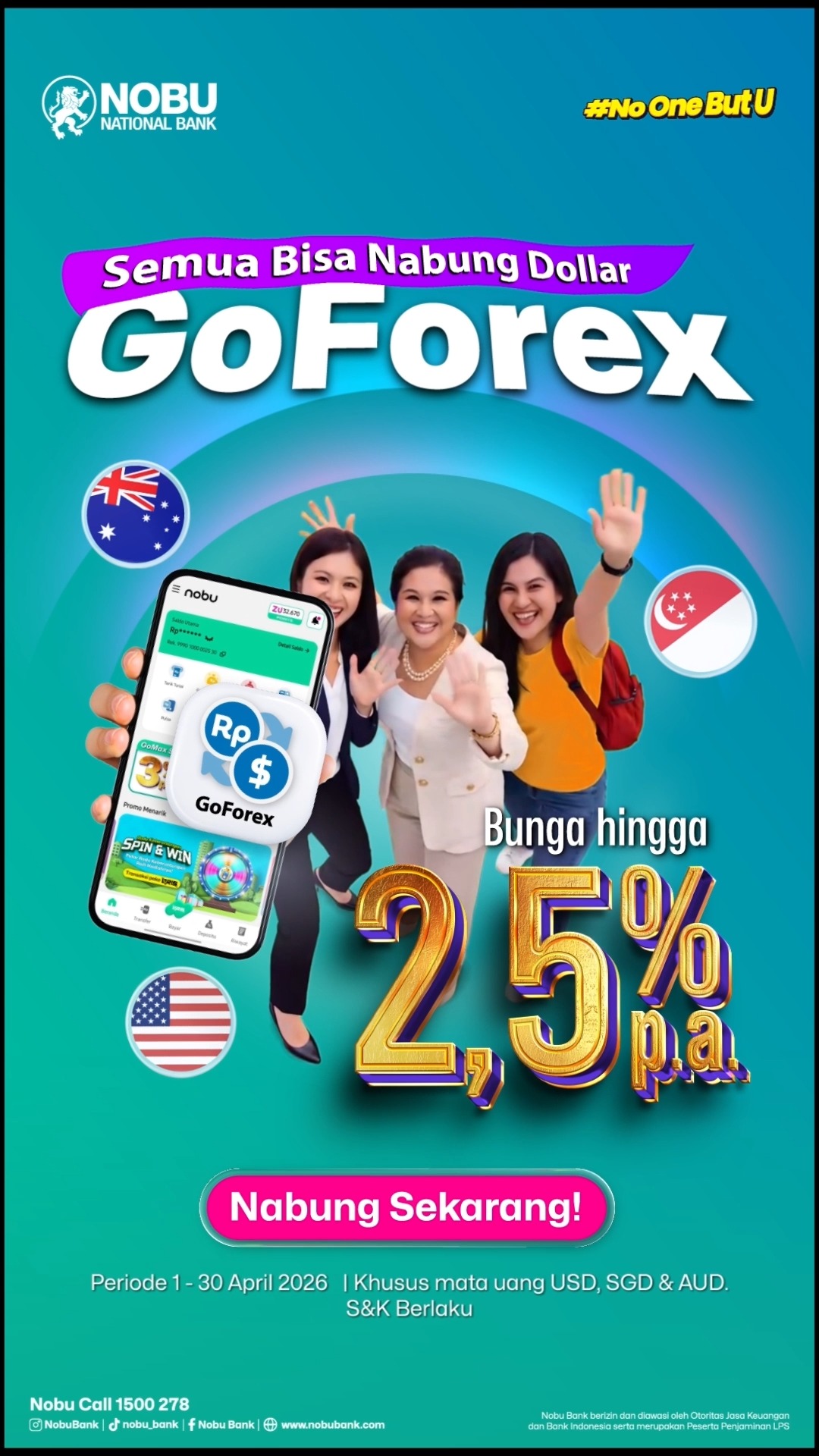 Nabung valas yang bisa bikin untung di mana, ya, enaknya Yaa di Nobu GoForex, dong Nabung valas mulai dari USD, SGD,...
