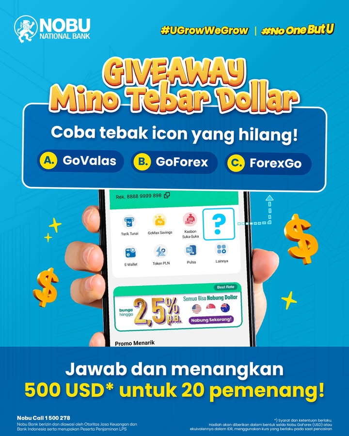  GIVEAWAY MINO TEBAR DOLLAR Mau dapat 500 USD dari Mino Caranya gampang banget, lho Tinggal jawab pertanyaan di...