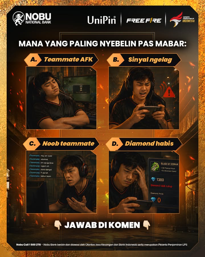Dari 4 pilihan di atas, mana yang paling bikin bete pas mabar Kalau karena diamond abis, mah, solusinya easy Sebelum...
