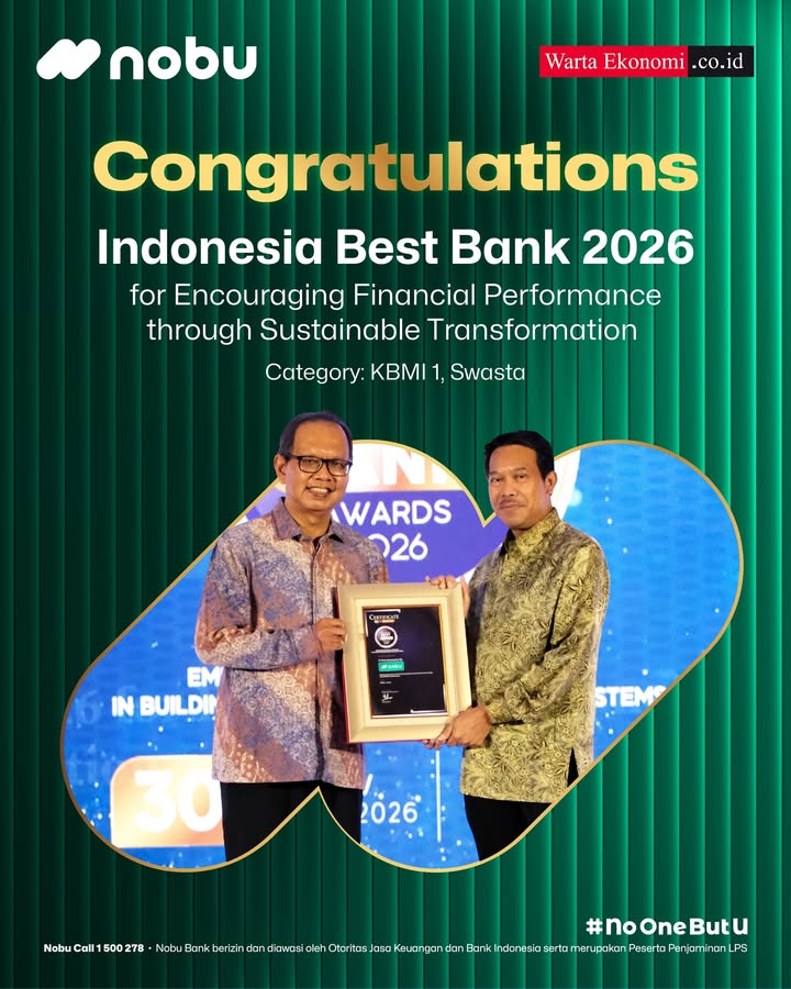 Nobu Bank raih Indonesia Best Bank Award 2026 Dalam ajang Indonesia Best Bank Award 2026 yang diselenggarakan oleh...