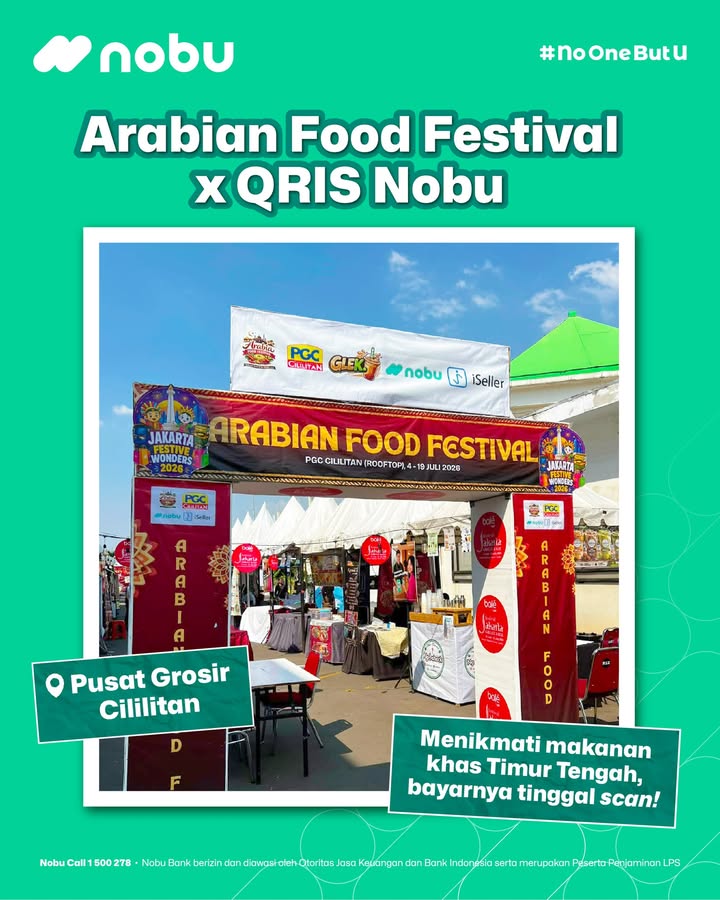 QRIS Nobu siap nemenin pengalaman kulineranmu di Arabian Food Festival Kamu bisa nikmatin berbagai pilihan kuliner, mulai ...