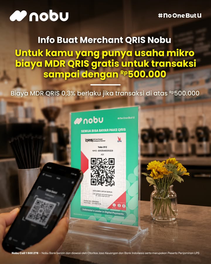Merchant QRIS Nobu untuk usaha mikro, udah tahu ketentuan Merchant Discount Rate MDR yang berlaku Ini dia ketentuan...