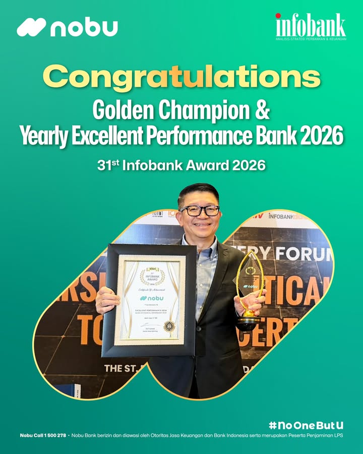 Nobu Bank raih 2 penghargaan dalam ajang 31st Infobank Award 2026 Dalam ajang ini, Nobu Bank berhasil meraih predik...