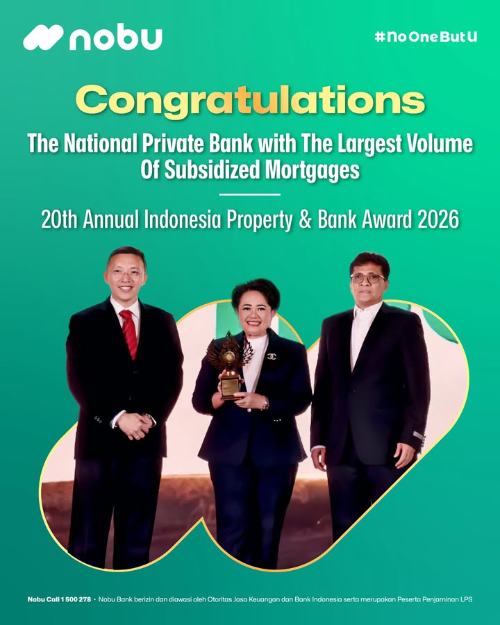 Nobu Bank raih 2 penghargaan sekaligus di 20th Annual Indonesia Property Banking Award 2026 Dalam ajang ini, Nobu...