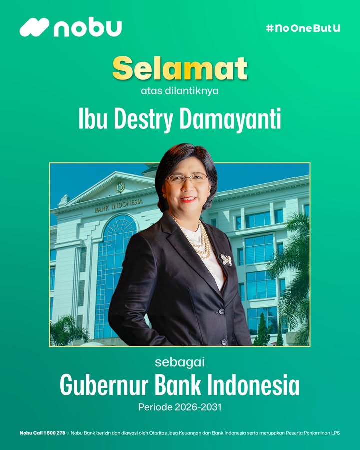 Selamat kepada Ibu Destry Damayanti yang telah dilantik sebagai Gubernur Bank Indonesia periode 2026 2031 Semoga sena...